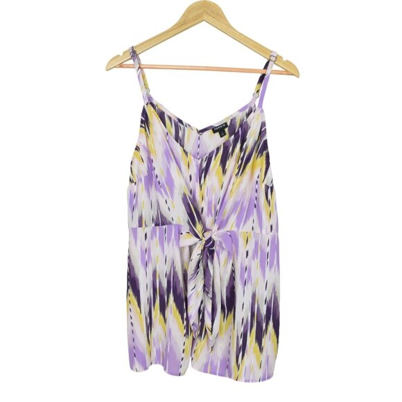 TORRID PURPLE AND YELLOW FRONT TIE DRESSY TANK TOP - Picture 2 of 7